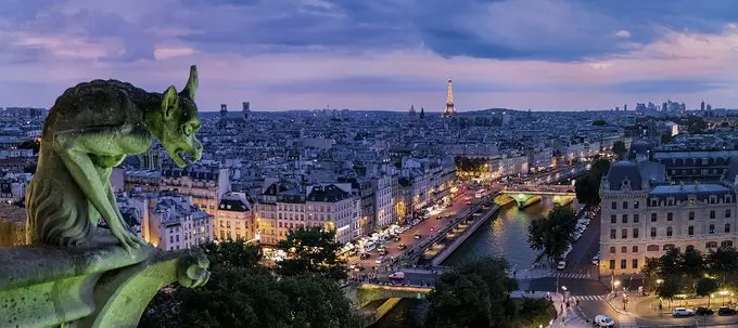Gargoyle and view on Paris