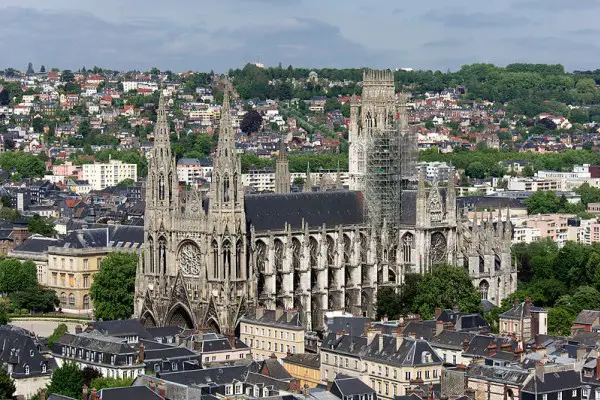 Aerial view Rouen cathedral