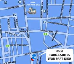 Access Map to Hotel Park & Suites Part-Dieu