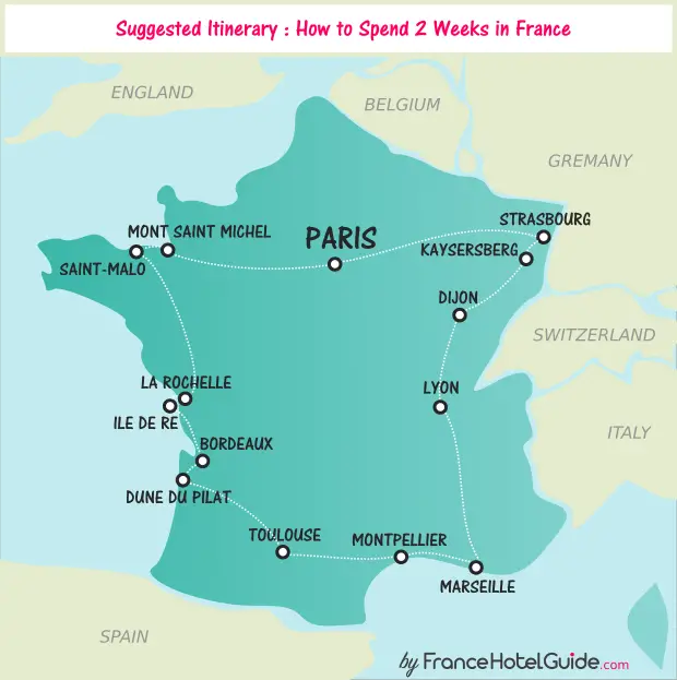 2 weeks in france map