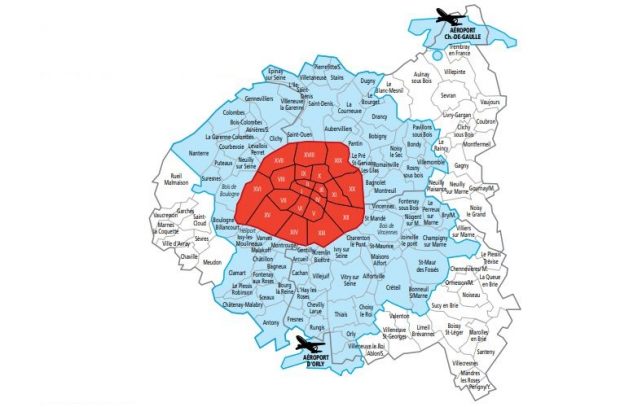 Taxi tariff zones Paris area