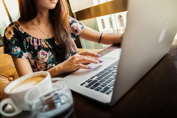 working in a café