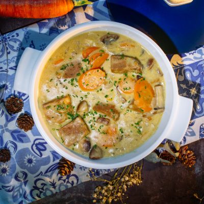 Vegetarian blanquette and vegetables