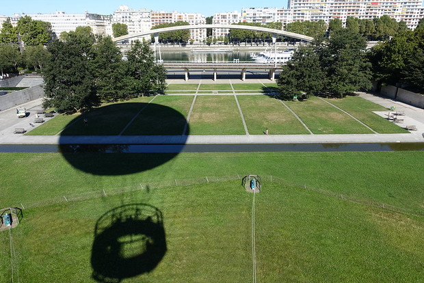 The Shadow of the Ballon de Paris on the park