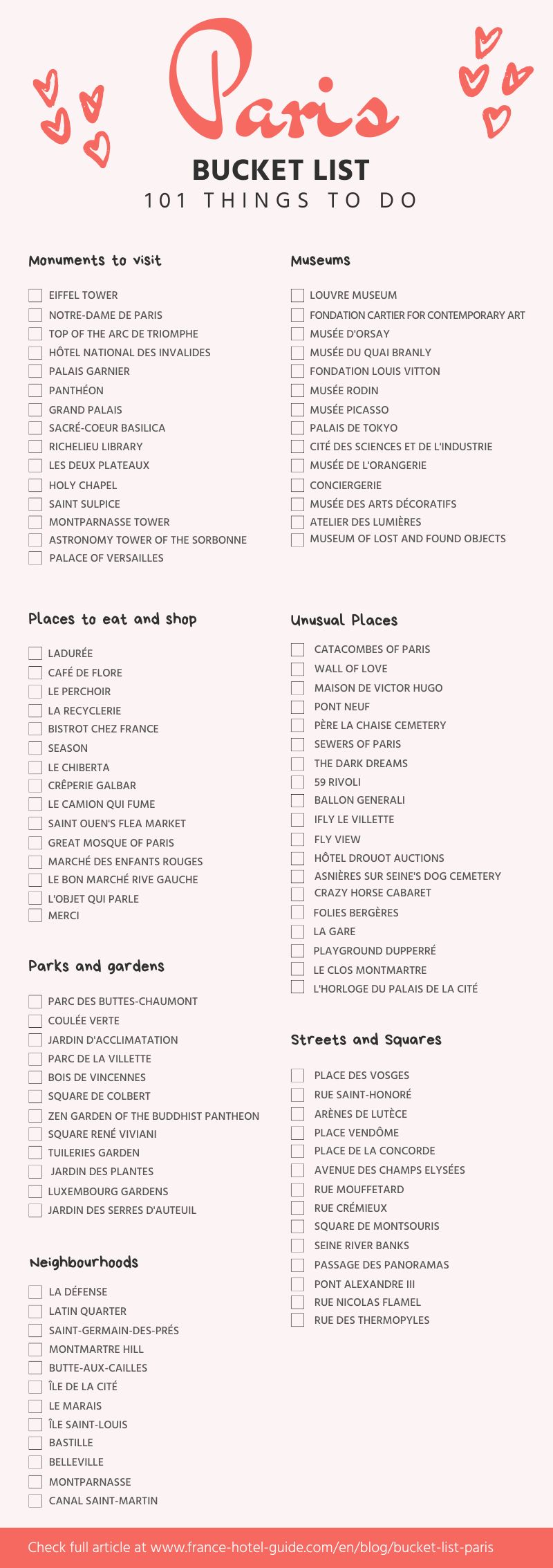 Bucket list Paris