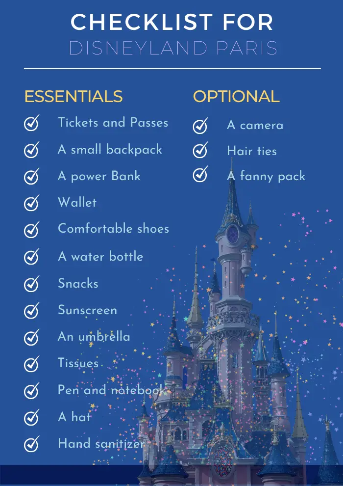 inforgrafic packing list for disneyland paris