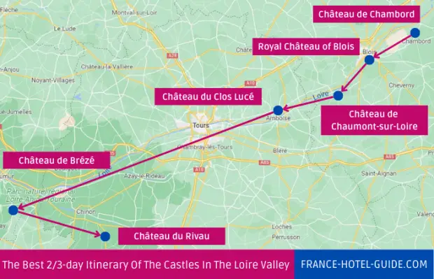 2 or 3-day Itinerary of the castles in the Loire Valley
