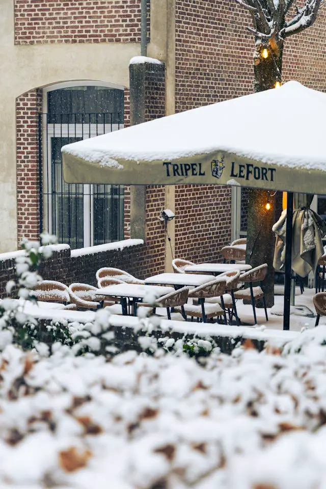 A terrace under the snow in Lille