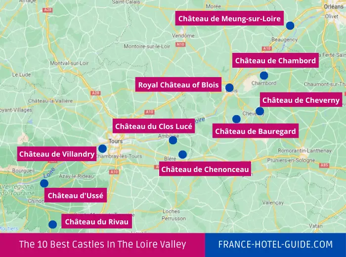 top 10 Loire valley castles map