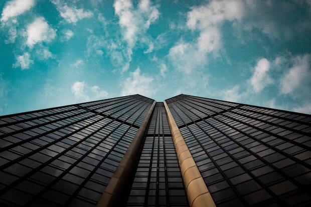 The Montparnasse Tower seen from a low-angle shot