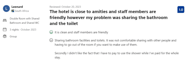 Shower and toilet