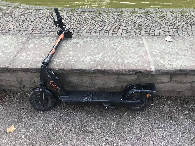 Vandalized electric scooter
