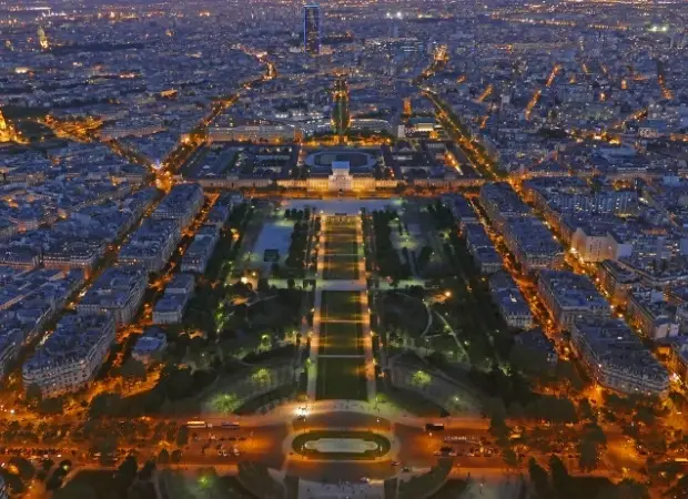 view from Eiffel Tower by night