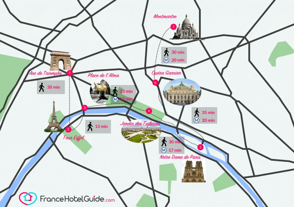 carte itineraire 1 jour à paris