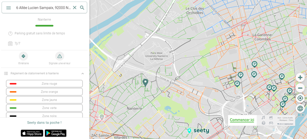 Carte de Nanterre sur Seety