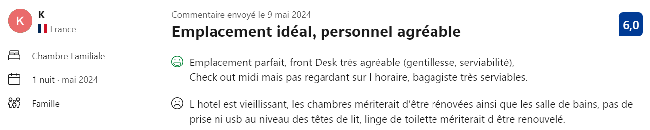 Besoin de rénovation marriott Champs Elysées