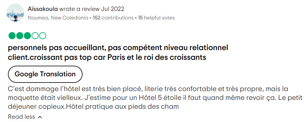 Besoin de rénovation marriott Champs Elysées