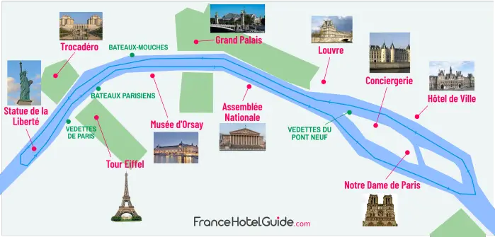 carte parcours croisiere promenade seine