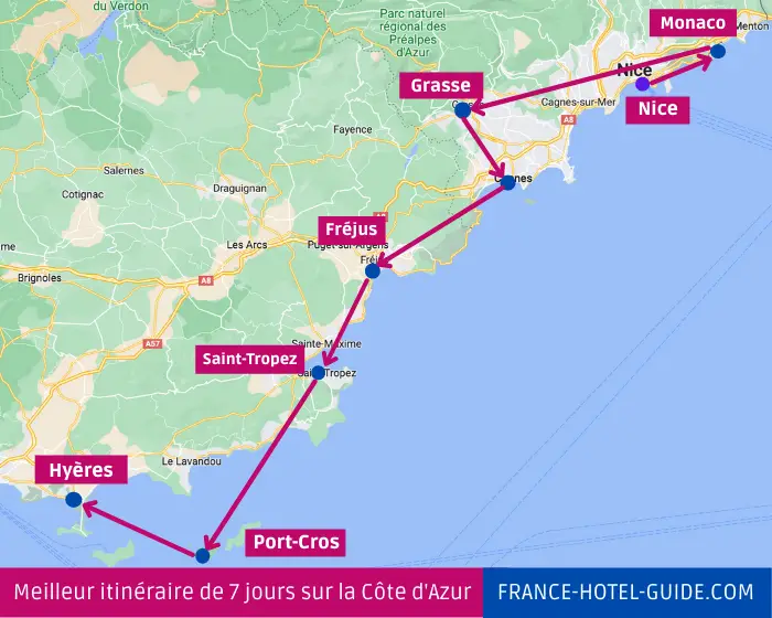 itineraire Cote d'Azur 7 jours