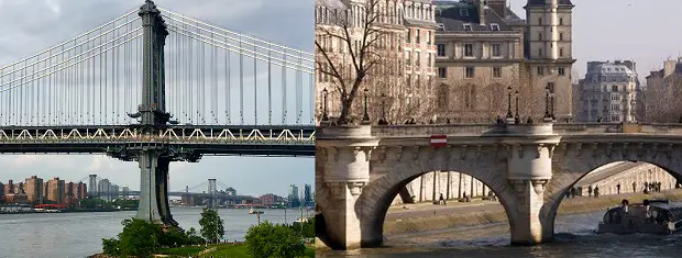 Manhattan Bridge à gauche et Pont Neuf à droite